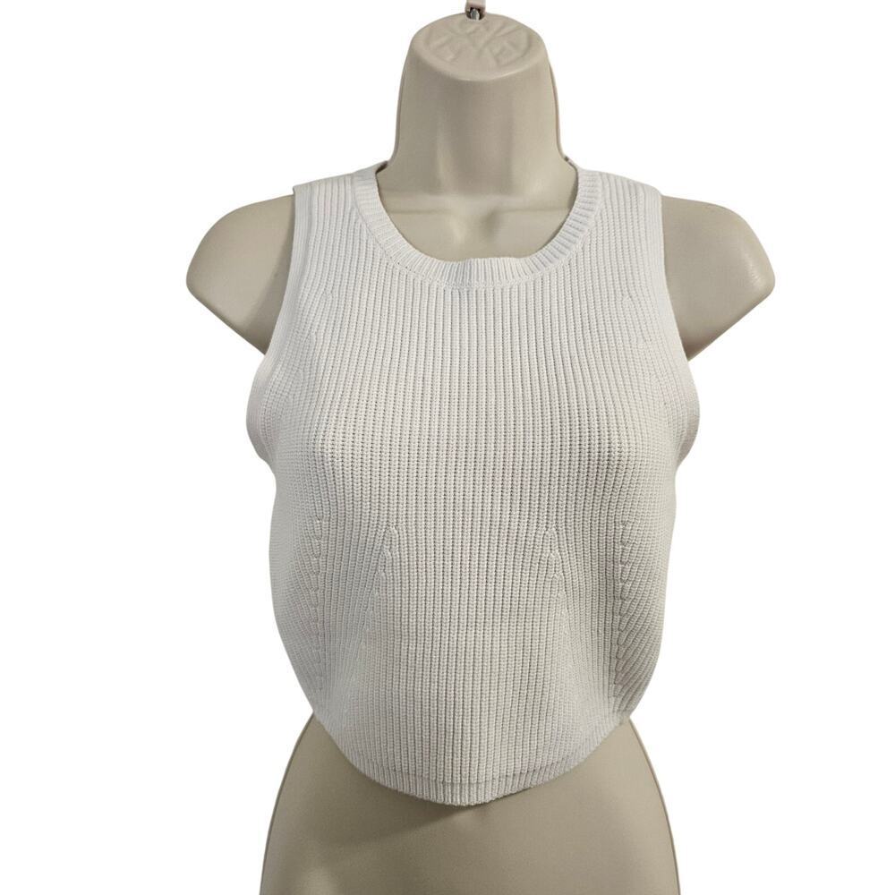 CLUB MONACO Ribbed Crop Tank White Size XS